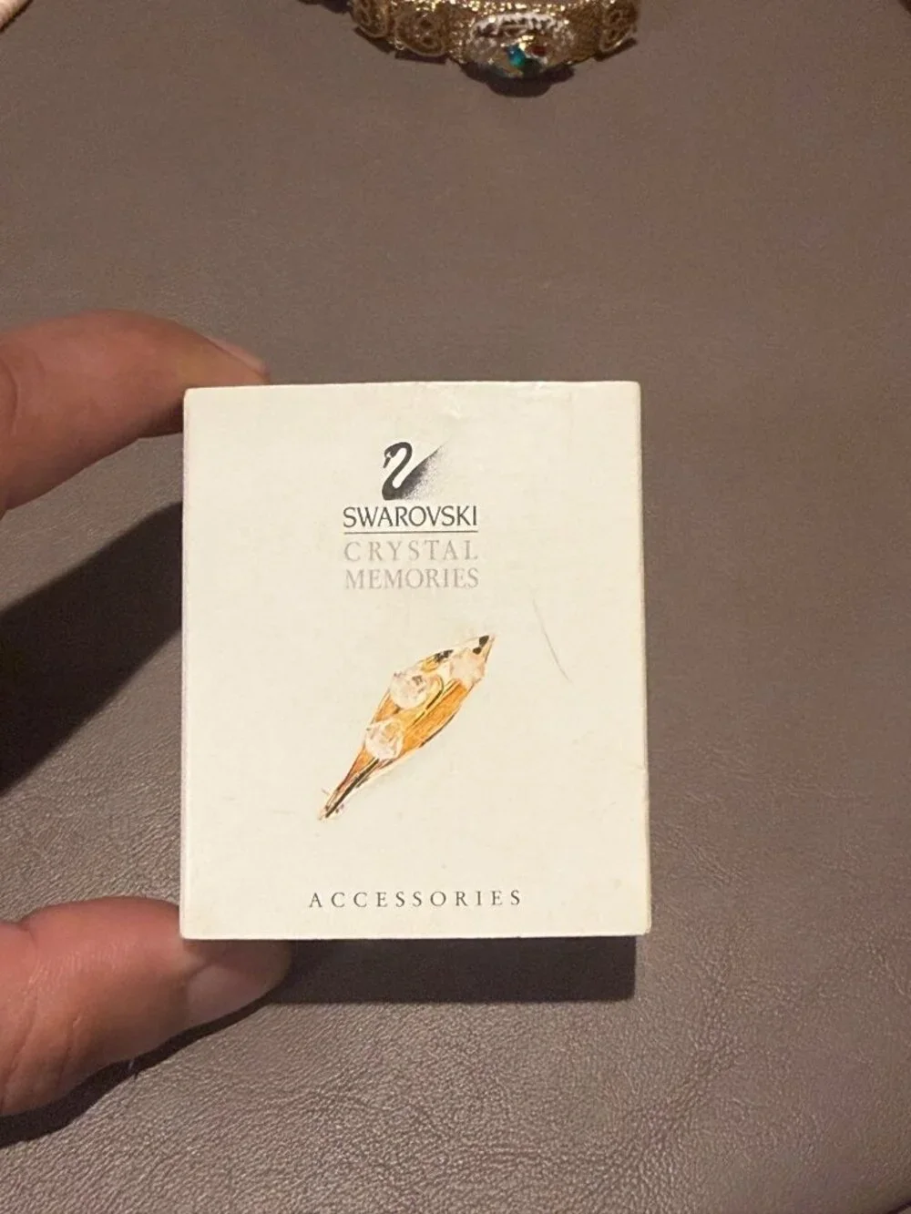 Swarovski Crystal Memories Lily of the Valley Brooch Pin Gold Plated Boxed